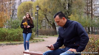 Pliable young Russian gal takes it deep in her cock-squeezing ass